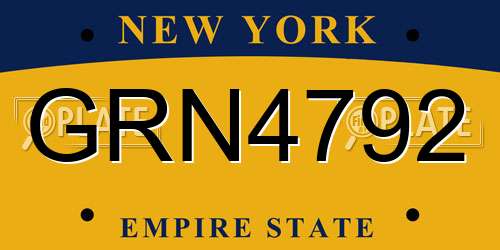 GRN4792 New York License Plate