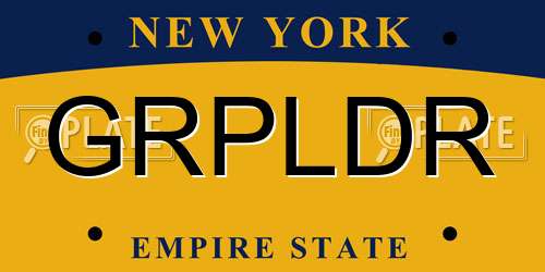 GRPLDR New York License Plate