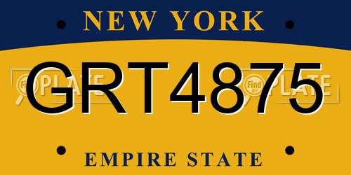 GRT4875 New York License Plate