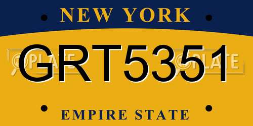 GRT5351 New York License Plate