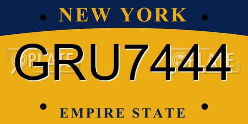 GRU7444 New York License Plate