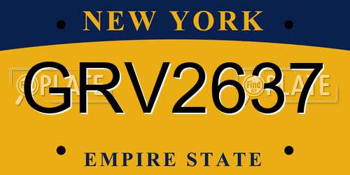 GRV2637 New York License Plate