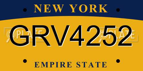GRV4252 New York License Plate
