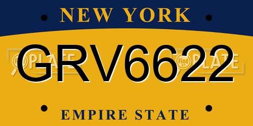 GRV6622 New York License Plate