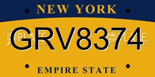 GRV8374 New York License Plate