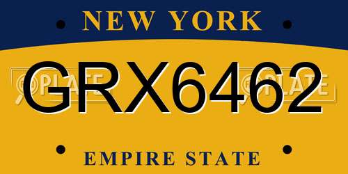 GRX6462 New York License Plate
