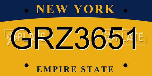 GRZ3651 New York License Plate