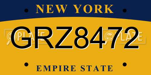 GRZ8472 New York License Plate