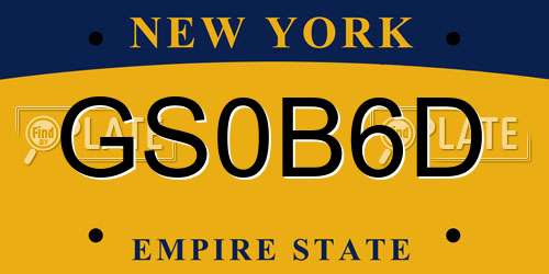 GS0B6D New York License Plate