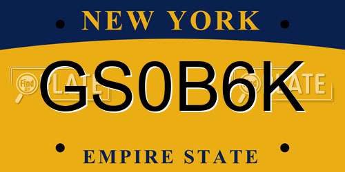 GS0B6K New York License Plate