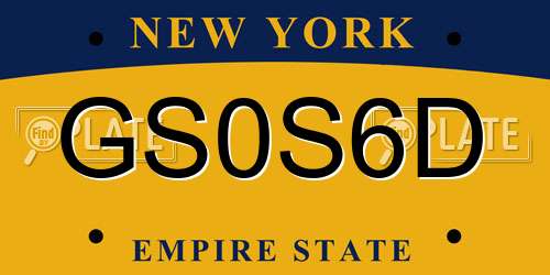 GS0S6D New York License Plate