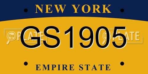 GS1905 New York License Plate