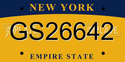 GS26642 New York License Plate