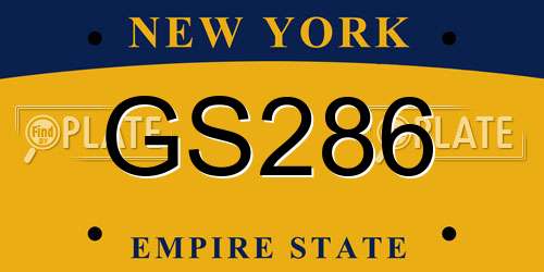GS286 New York License Plate