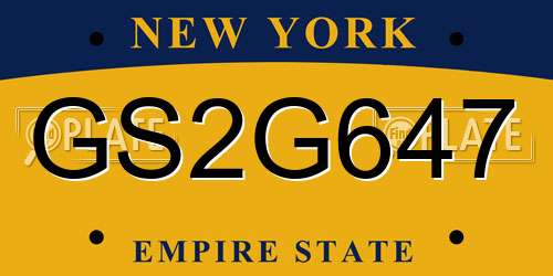 GS2G647 New York License Plate