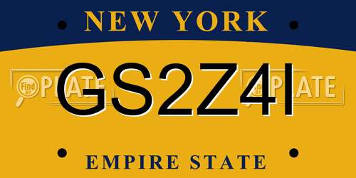 GS2Z4I New York License Plate