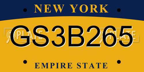 GS3B265 New York License Plate