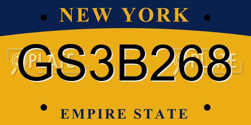 GS3B268 New York License Plate
