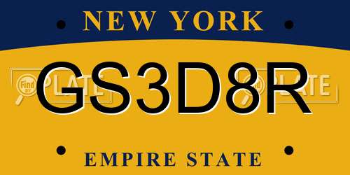 GS3D8R New York License Plate