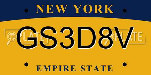 GS3D8V New York License Plate