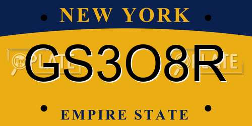 GS3O8R New York License Plate