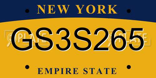 GS3S265 New York License Plate
