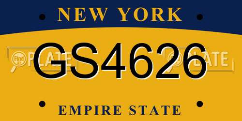 GS4626 New York License Plate