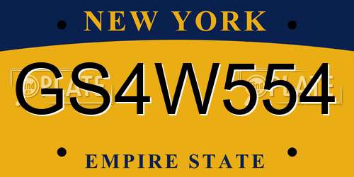 GS4W554 New York License Plate