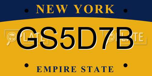 GS5D7B New York License Plate