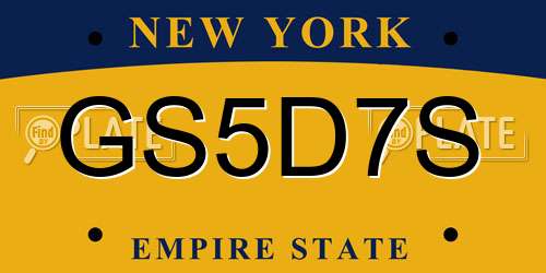 GS5D7S New York License Plate