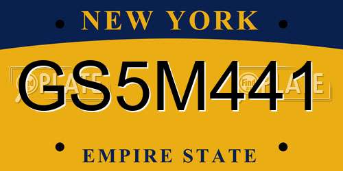 GS5M441 New York License Plate