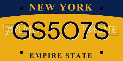 GS5O7S New York License Plate