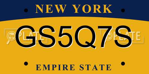 GS5Q7S New York License Plate