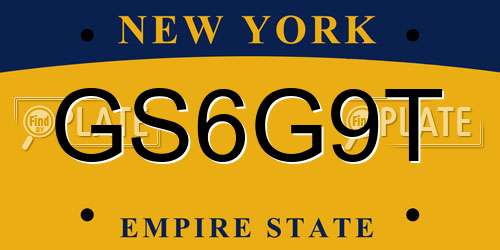 GS6G9T New York License Plate