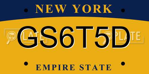 GS6T5D New York License Plate