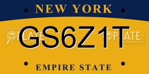 GS6Z1T New York License Plate