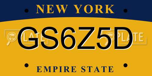 GS6Z5D New York License Plate
