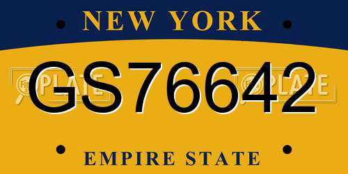 GS76642 New York License Plate
