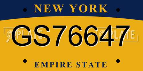 GS76647 New York License Plate