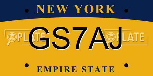 GS7AJ New York License Plate