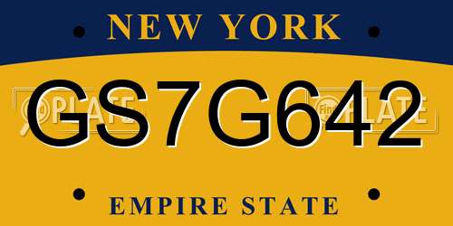 GS7G642 New York License Plate