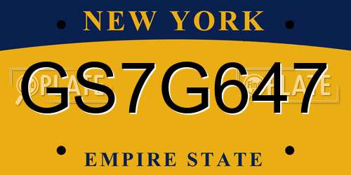 GS7G647 New York License Plate