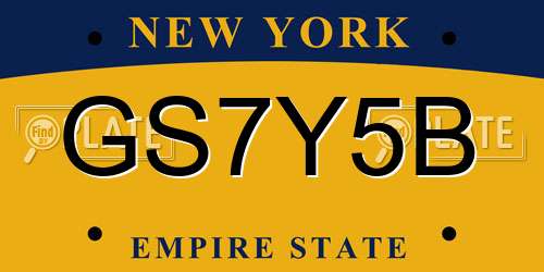 GS7Y5B New York License Plate