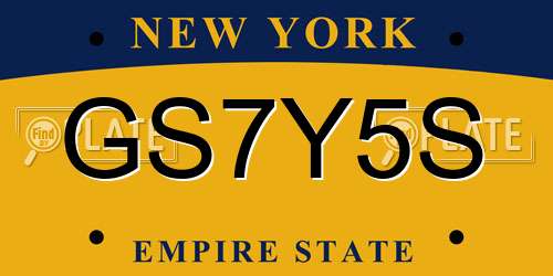 GS7Y5S New York License Plate