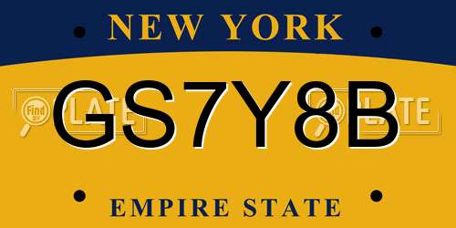 GS7Y8B New York License Plate