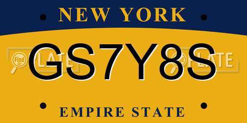 GS7Y8S New York License Plate