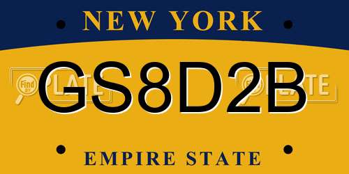 GS8D2B New York License Plate