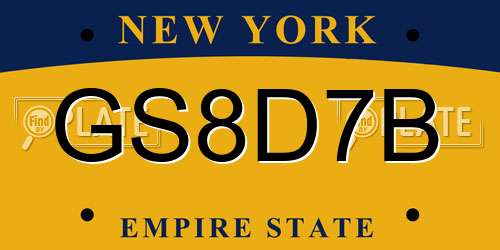 GS8D7B New York License Plate