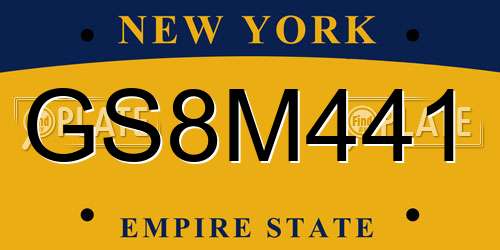 GS8M441 New York License Plate