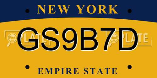 GS9B7D New York License Plate